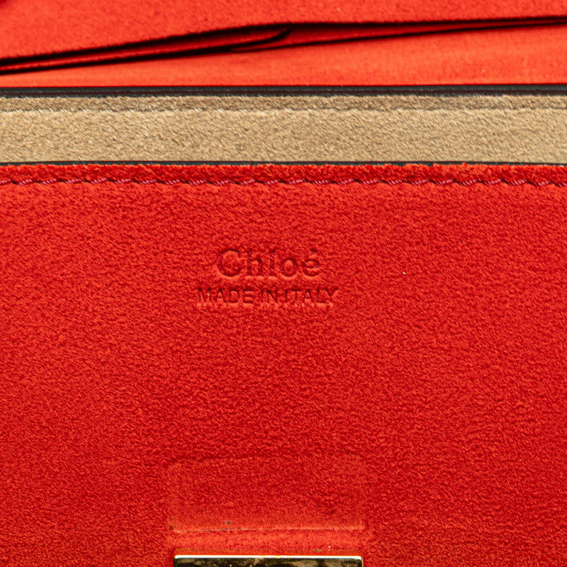 クロエ ドリュー 斜め掛け チェーン ショルダーバッグ レッド ブラック レザー スウェット レディース Chloe 【中古】