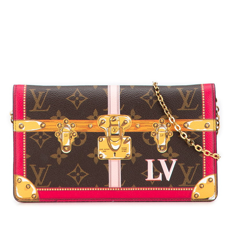 ルイ ヴィトン モノグラム ポシェット ウィークエンド ショルダーバッグ M62456 ブラウン レッド PVC レザー レディース LOUIS VUITTON 【中古】