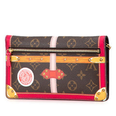 ルイ ヴィトン モノグラム ポシェット ウィークエンド ショルダーバッグ M62456 ブラウン レッド PVC レザー レディース LOUIS VUITTON 【中古】