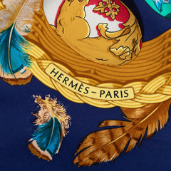 エルメス カレ90 Couvee d’Hermes エルメスの卵 スカーフ ネイビー系 マルチカラー シルク レディース HERMES 【中古】