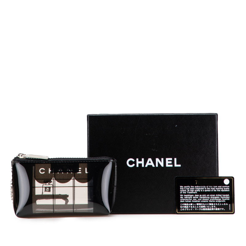 シャネル ウィンドウズライン コスメポーチ ブラック クリア ビニール レディース CHANEL 【中古】