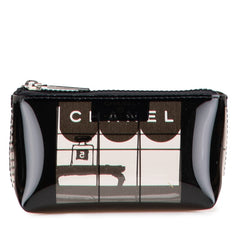 シャネル ウィンドウズライン コスメポーチ ブラック クリア ビニール レディース CHANEL 【中古】