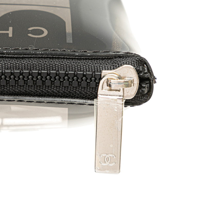 シャネル ウィンドウズライン コスメポーチ ブラック クリア ビニール レディース CHANEL 【中古】