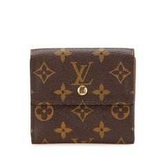 ルイ ヴィトン モノグラム ポルトモネ ビエ カルト クレディ 二つ折り財布 コンパクトウォレット M61652 ブラウン PVC レザー レディース LOUIS VUITTON 【中古】