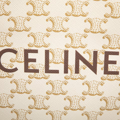 セリーヌ トリオンフ バーティカルカバ ミニ ハンドバッグ ショルダーバッグ 2WAY ホワイト ブラウン PVC レザー レディース CELINE 【中古】