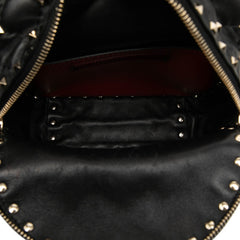 ヴァレンティノ VLTNロゴ ロックスタッズ キルティング リュック バックパック ブラック レザー レディース VALENTINO 中古