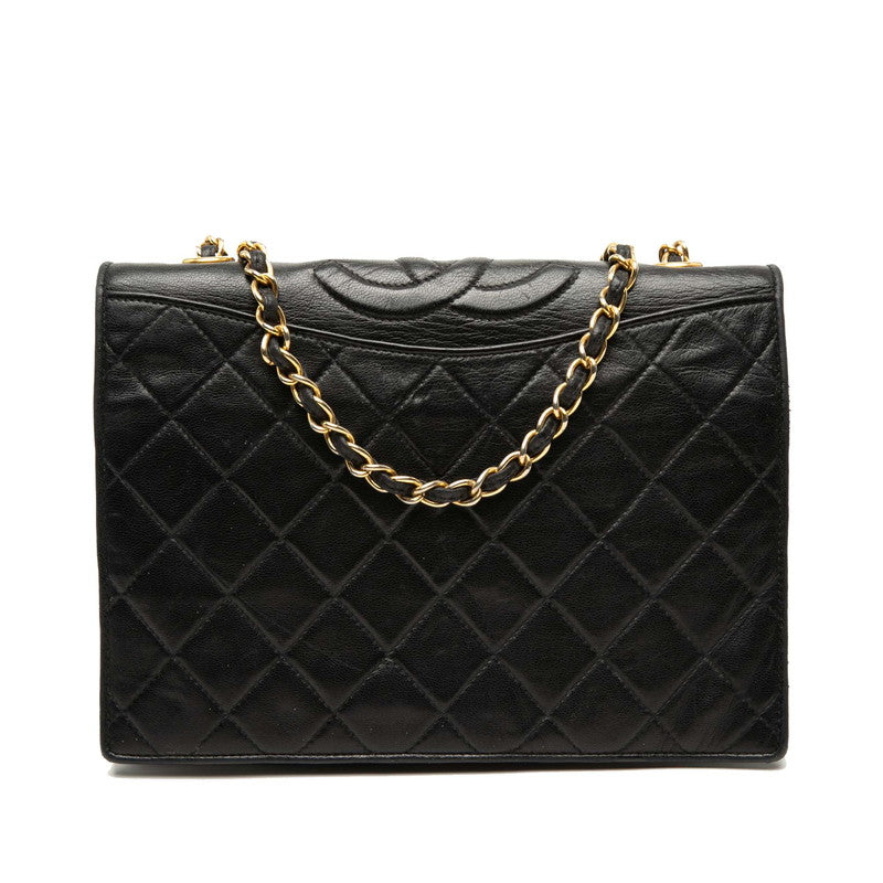 シャネル ココマーク マトラッセ チェーン ショルダーバッグ ブラック ラムスキン レディース CHANEL 【中古】