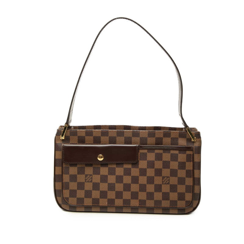 ルイ ヴィトン ダミエ オーバーニュ ショルダーバッグ ワンショルダー N51129 ブラウン PVC レザー レディース LOUIS VUITTON 中古