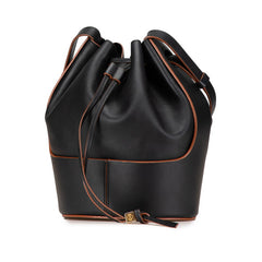 ロエベ アナグラム バルーン ショルダーバッグ ブラック ピンク レザー レディース LOEWE 【中古】