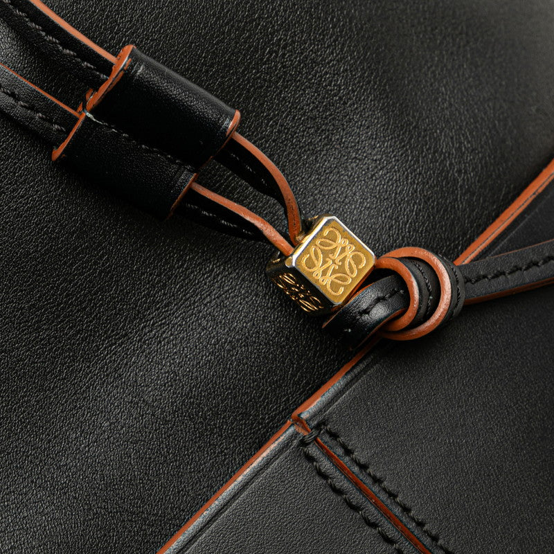 ロエベ アナグラム バルーン ショルダーバッグ ブラック ピンク レザー レディース LOEWE 【中古】