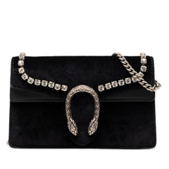 グッチ ディオニュソス チェーン ショルダーバッグ 476432 ブラック ベロア レザー ラインストーン レディース GUCCI 【中古】