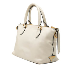 プラダ 三角ロゴプレート ハンドバッグ ショルダーバッグ 2WAY 1BA104 ホワイト レザー レディース PRADA 【中古】