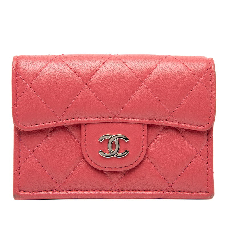 シャネル ココマーク マトラッセ 三つ折り財布 AP0230 ピンク ラムスキン レディース CHANEL 【中古】