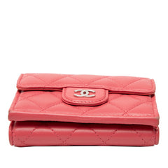 シャネル ココマーク マトラッセ 三つ折り財布 AP0230 ピンク ラムスキン レディース CHANEL 【中古】