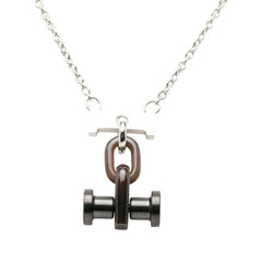 エルメス モビールH チェーン ペンダント ネックレス シルバー ブラウン メタル バッファローホーン レディース HERMES 中古