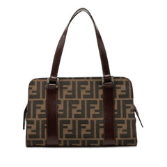 フェンディ ズッカ ハンドバッグ ブラウン キャンバス レザー レディース FENDI 【中古】