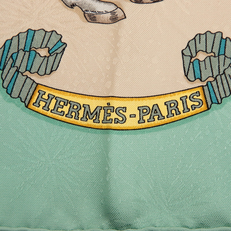 エルメス カレ90 LES FETES DU ROI SOLEIL 太陽王の祝典 スカーフ グリーン ベージュ マルチカラー シルク レディース HERMES 【中古】
