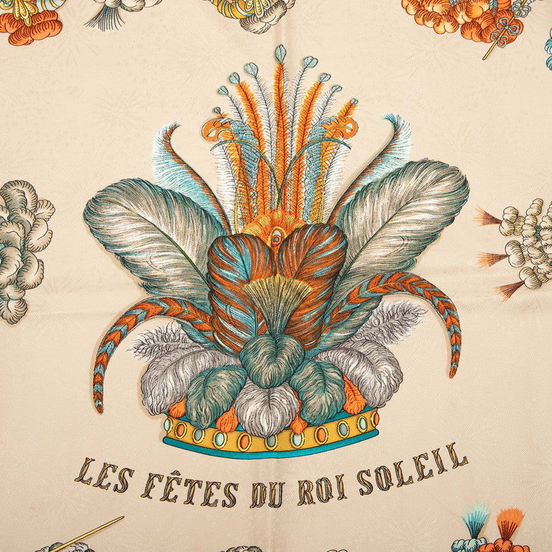 エルメス カレ90 LES FETES DU ROI SOLEIL 太陽王の祝典 スカーフ グリーン ベージュ マルチカラー シルク レディース HERMES 【中古】