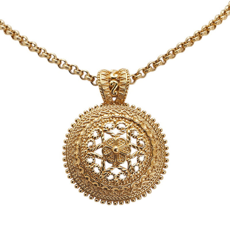 ディオール 花 フラワー モチーフ ラウンド ネックレス ゴールド メッキ レディース Dior 【中古】