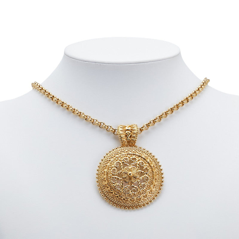 ディオール 花 フラワー モチーフ ラウンド ネックレス ゴールド メッキ レディース Dior 【中古】
