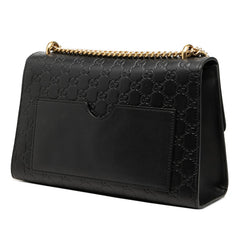 グッチ グッチシマ パドロック チェーン ショルダーバッグ 409486 ブラック レザー レディース GUCCI 中古