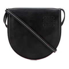 ロエベ アナグラム ヒールポーチ スモール 斜め掛け ショルダーバッグ コインケース ブラック レザー レディース LOEWE 【中古】