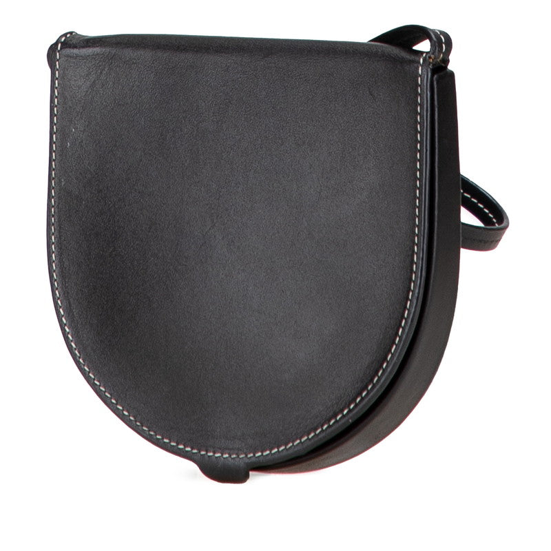ロエベ アナグラム ヒールポーチ スモール 斜め掛け ショルダーバッグ コインケース ブラック レザー レディース LOEWE 【中古】