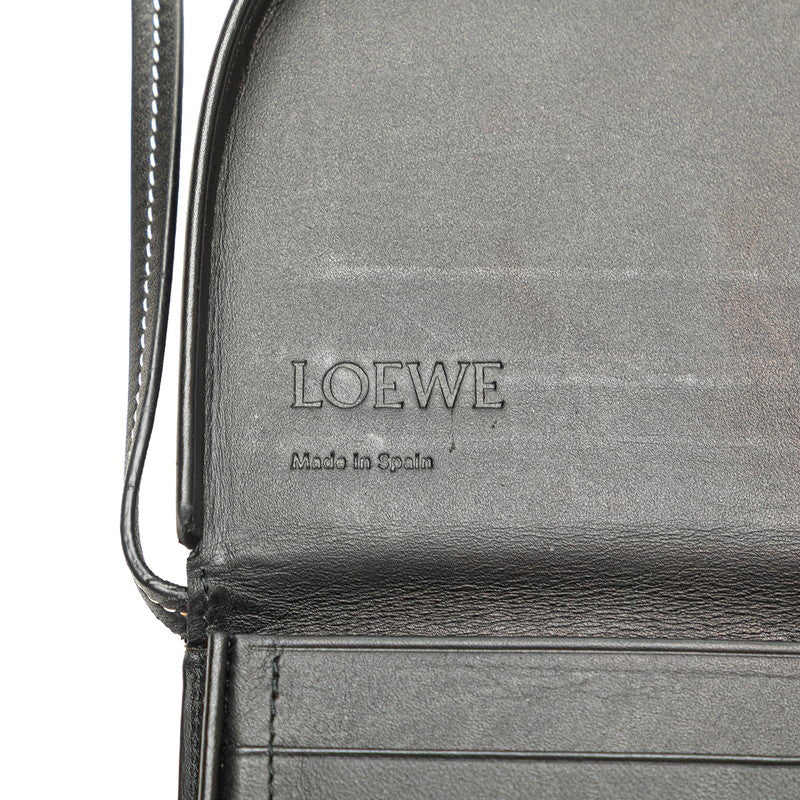 ロエベ アナグラム ヒールポーチ スモール 斜め掛け ショルダーバッグ コインケース ブラック レザー レディース LOEWE 【中古】