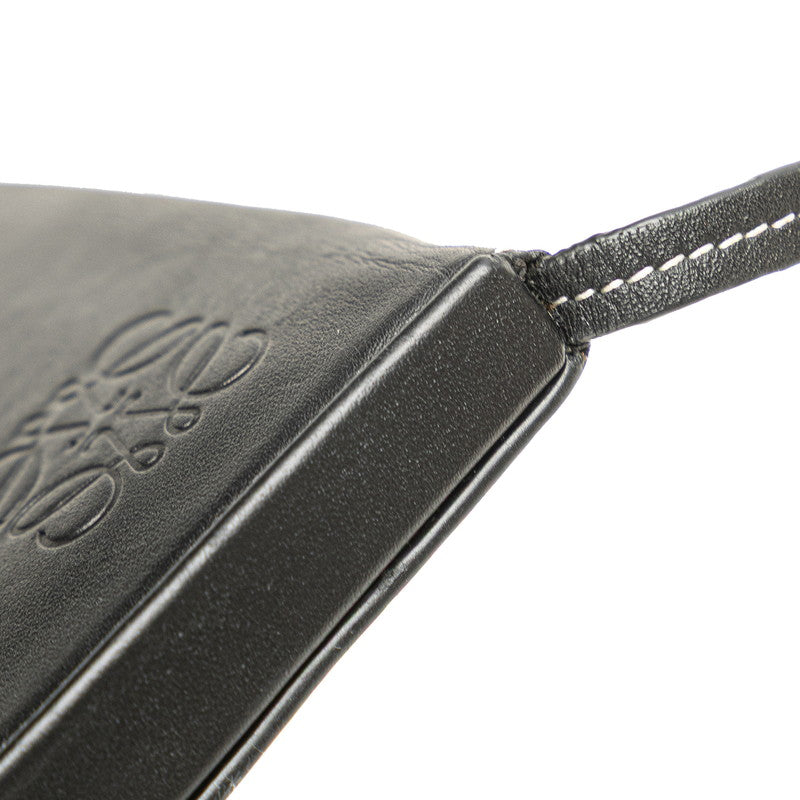 ロエベ アナグラム ヒールポーチ スモール 斜め掛け ショルダーバッグ コインケース ブラック レザー レディース LOEWE 【中古】