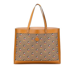 グッチ ×ディズニー GGスプリーム ミディアム ハンドバッグ トートバッグ 547947 ベージュ PVC レザー レディース GUCCI 【中古】