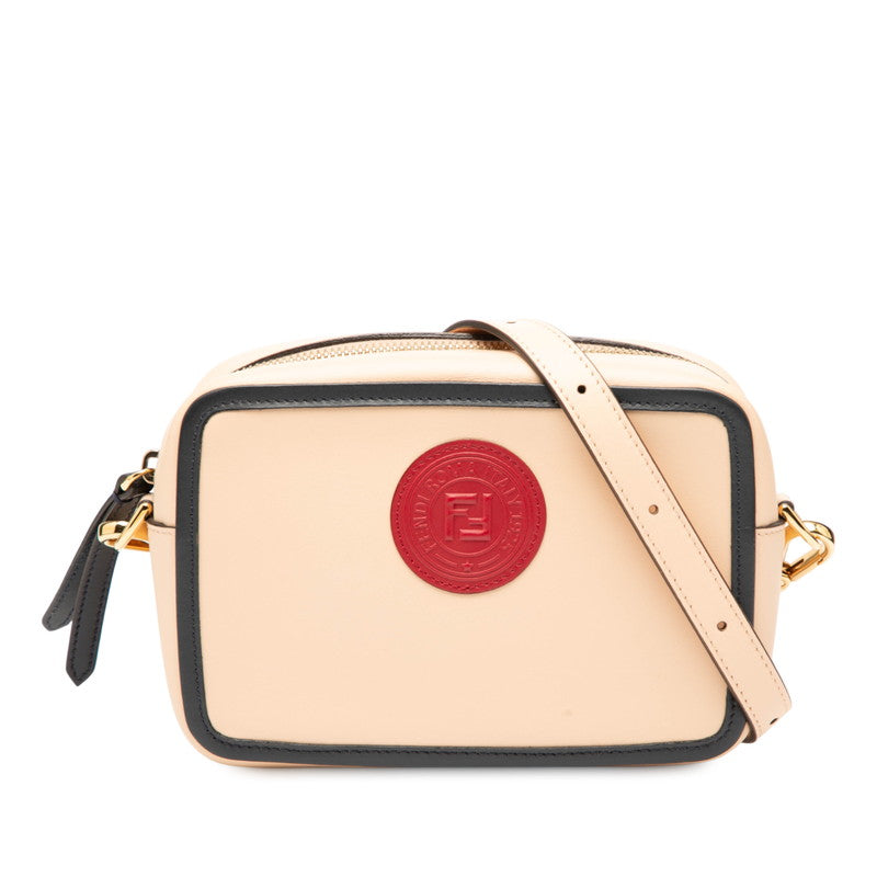 フェンディ キャム ロゴ ショルダーバッグ 8BS019 ピンクベージュ ネイビー レザー レディース FENDI 【中古】