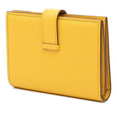 エルメス ベアン カードケース W刻印 2024年 サン イエロー系 シルバー金具 シェーブル レディース HERMES 中古