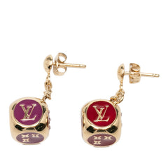 ルイ ヴィトン ブークルドレイユ キューブ スウィング ピアス M66221 ゴールド パープル メッキ ラインストーン レディース LOUIS VUITTON 中古