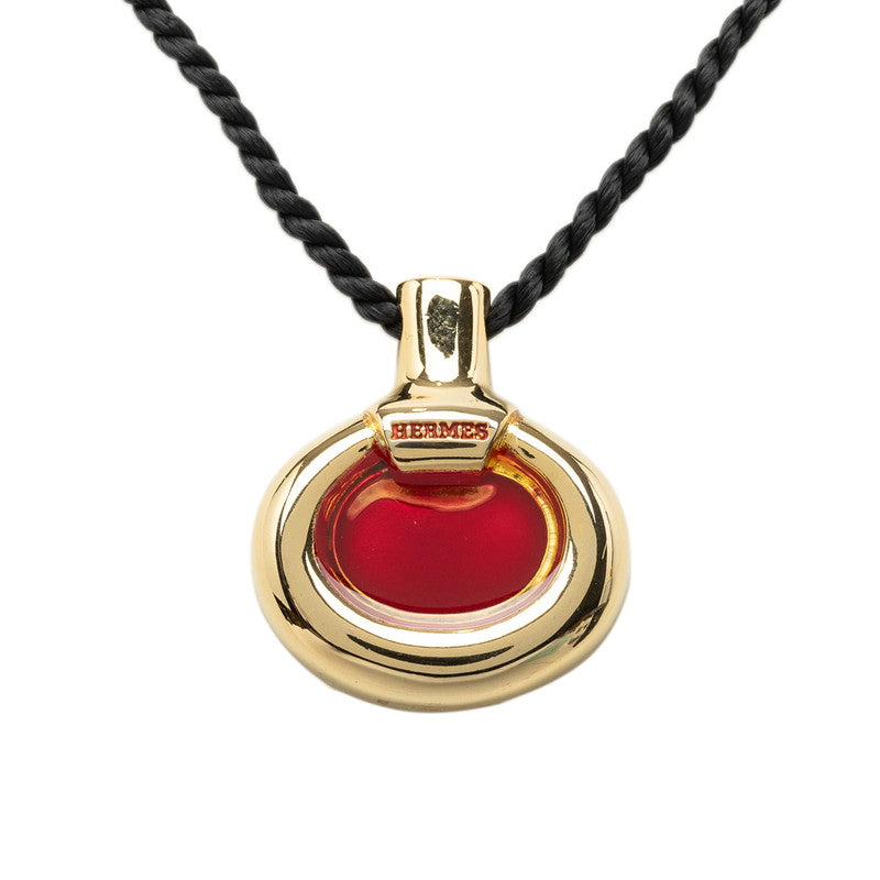 エルメス PURFUM パルファム 香水 モチーフ ネックレス ペンダントトップ ゴールド レッド メッキ レディース HERMES 中古