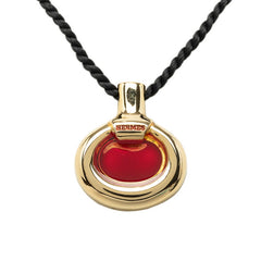 エルメス PURFUM パルファム 香水 モチーフ ネックレス ペンダントトップ ゴールド レッド メッキ レディース HERMES 中古