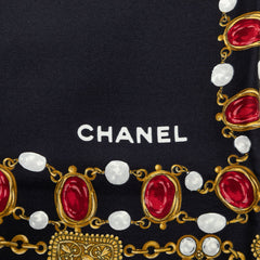 シャネル 宝石モチーフ スカーフ ブラック マルチカラー シルク レディース CHANEL 中古