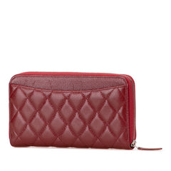 シャネル マトラッセ ココマーク 長財布 レッド キャビアスキン レディース CHANEL 【中古】