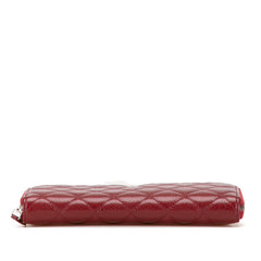 シャネル マトラッセ ココマーク 長財布 レッド キャビアスキン レディース CHANEL 【中古】