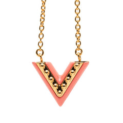 ルイ ヴィトン エセンシャルV ネックレス M63180 ゴールド ピンク メッキ レディース LOUIS VUITTON 【中古】