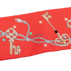 エルメス ツイリー レ クレ ア ポア LES CLES A POIS スカーフ ピンク系 シルク レディース HERMES 【中古】