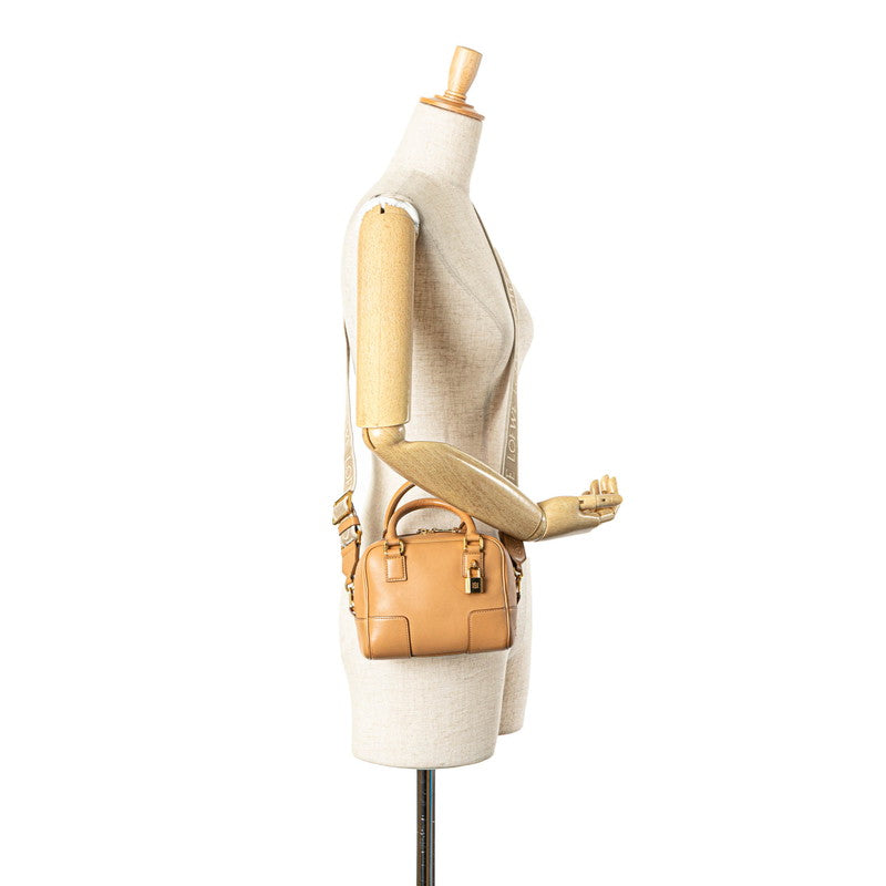 ロエベ アマソナ16 スクエア ミニハンドバッグ ショルダーバッグ 2WAY ブラウン レザー レディース LOEWE 【中古】