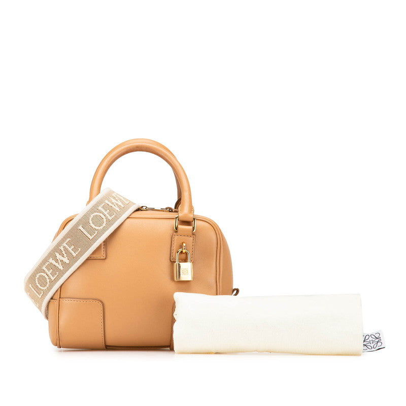 ロエベ アマソナ16 スクエア ミニハンドバッグ ショルダーバッグ 2WAY ブラウン レザー レディース LOEWE 【中古】