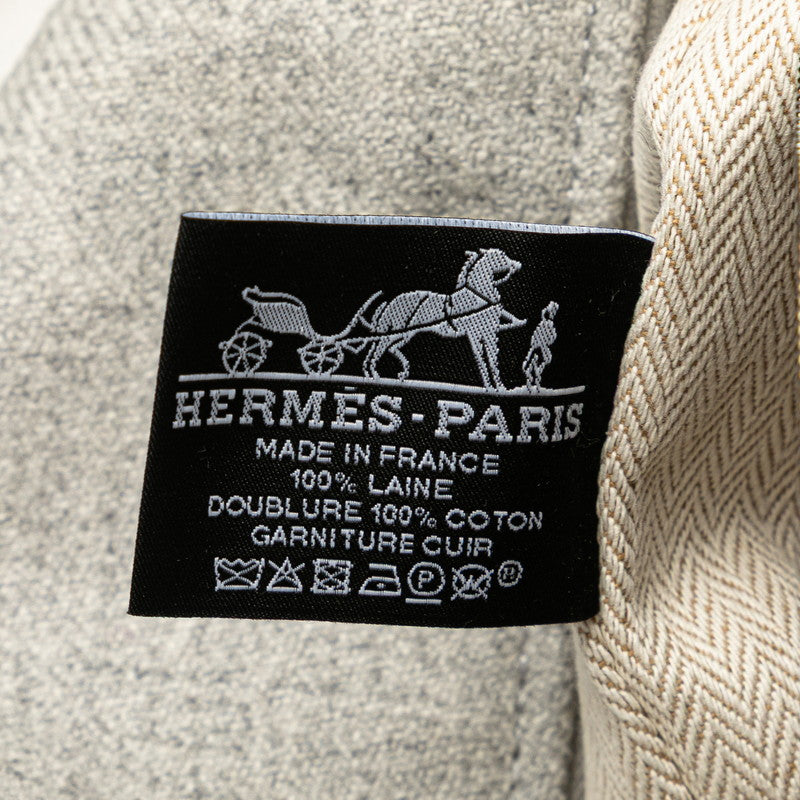 エルメス ブリッド ア ブラックGM ハンドバッグ ポーチ ロカバール グリスフランネル ウール コットン レディース HERMES 【中古】