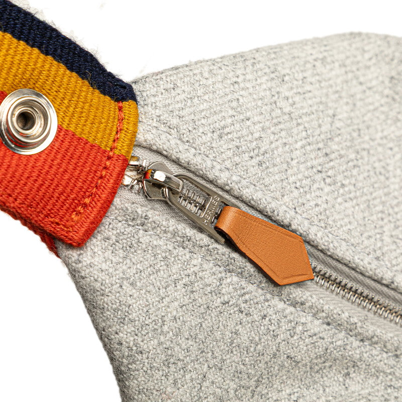 エルメス ブリッド ア ブラックGM ハンドバッグ ポーチ ロカバール グリスフランネル ウール コットン レディース HERMES 【中古】