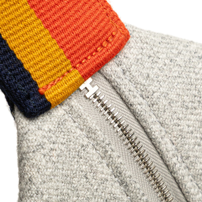 エルメス ブリッド ア ブラックGM ハンドバッグ ポーチ ロカバール グリスフランネル ウール コットン レディース HERMES 【中古】