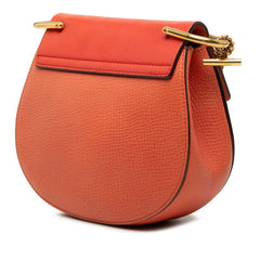 クロエ ドリュー 斜め掛け チェーン ショルダーバッグ オレンジ系 ゴールド レザー メッキ レディース Chloe 【中古】