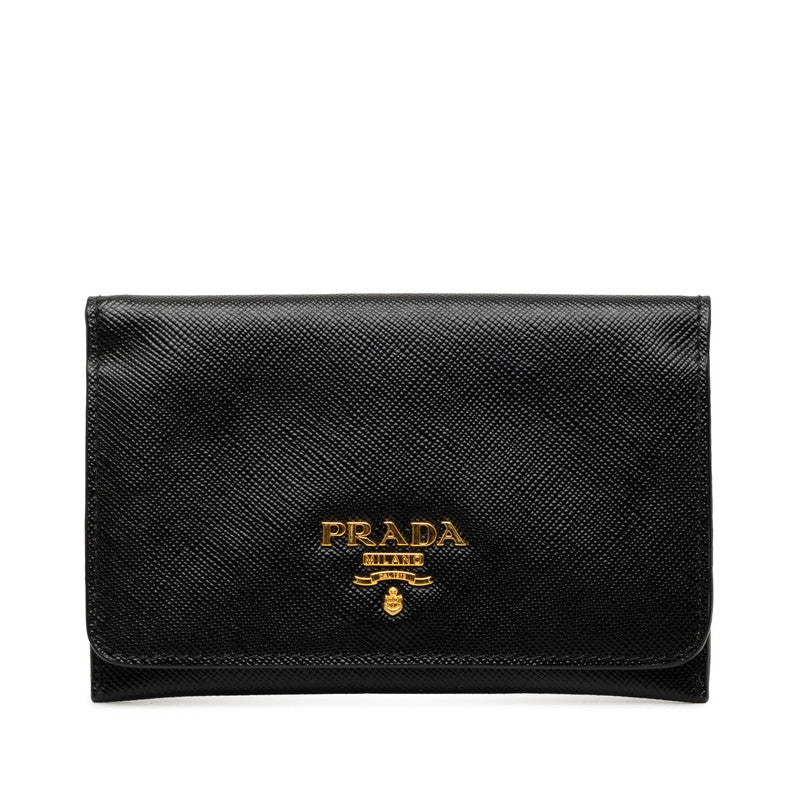 プラダ カードケース 名刺入れ ブラック サフィアーノレザー レディース PRADA 【中古】