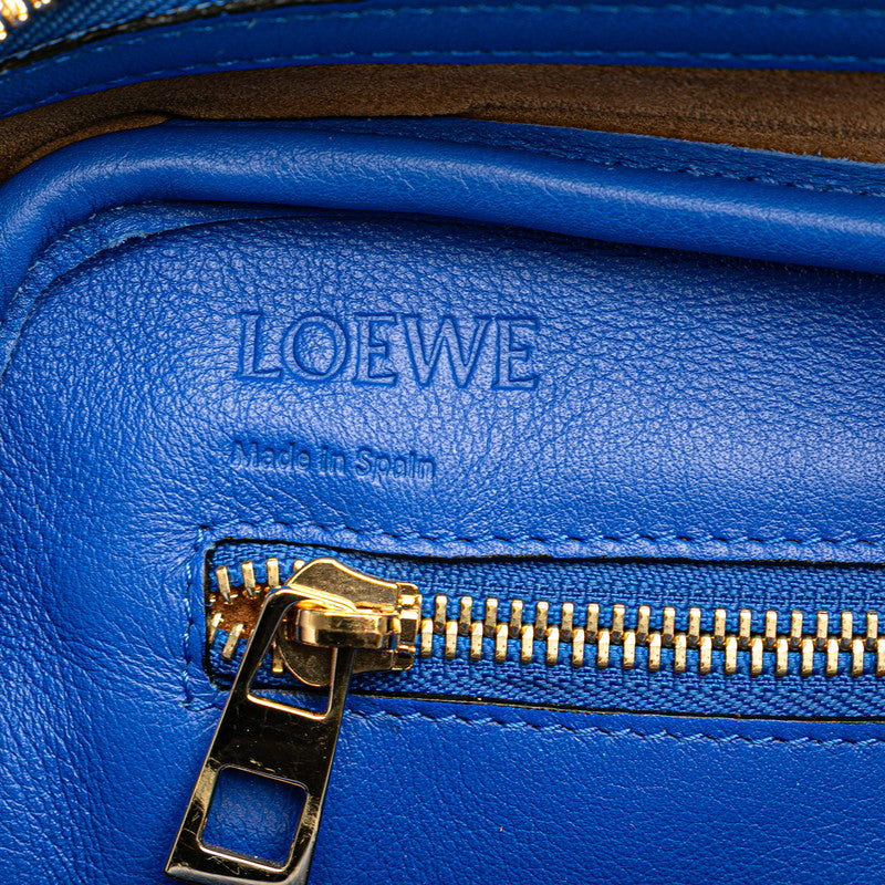 ロエベ アナグラム アマソナ75 ハンドバッグ ショルダーバッグ 2WAY ブルー レザー レディース LOEWE 【中古】