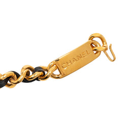 シャネル 31 RUE CAMBON ル カンボン ココマーク チェーン ベルト ゴールド ブラック メッキ レザー レディース CHANEL 【中古】