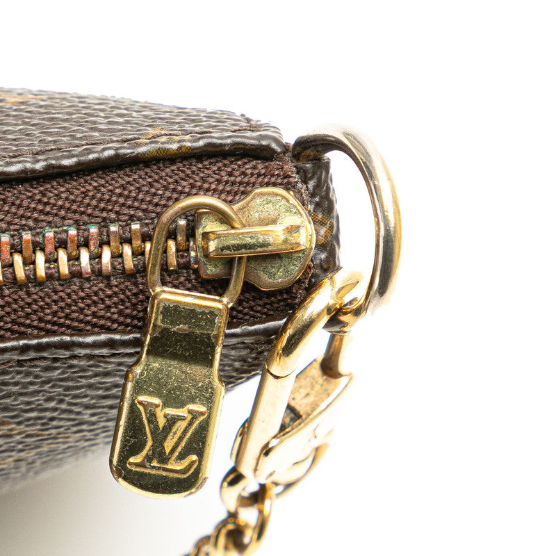 ルイ ヴィトン モノグラム ミニポシェット アクセソワール ポーチ M58009 ブラウン PVC レザー レディース LOUIS VUITTON 【中古】